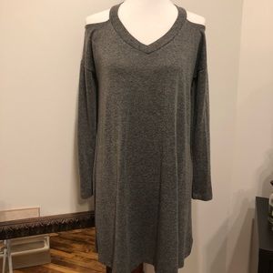 Everly Cold Shoulder Gray Long Sleeve Dress Sz M